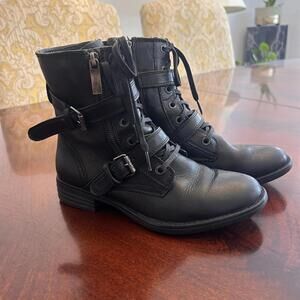 Bussola Boots Womens Size 6.5/7 37 Trapani Side Zip Ankle Bootie Black Leather